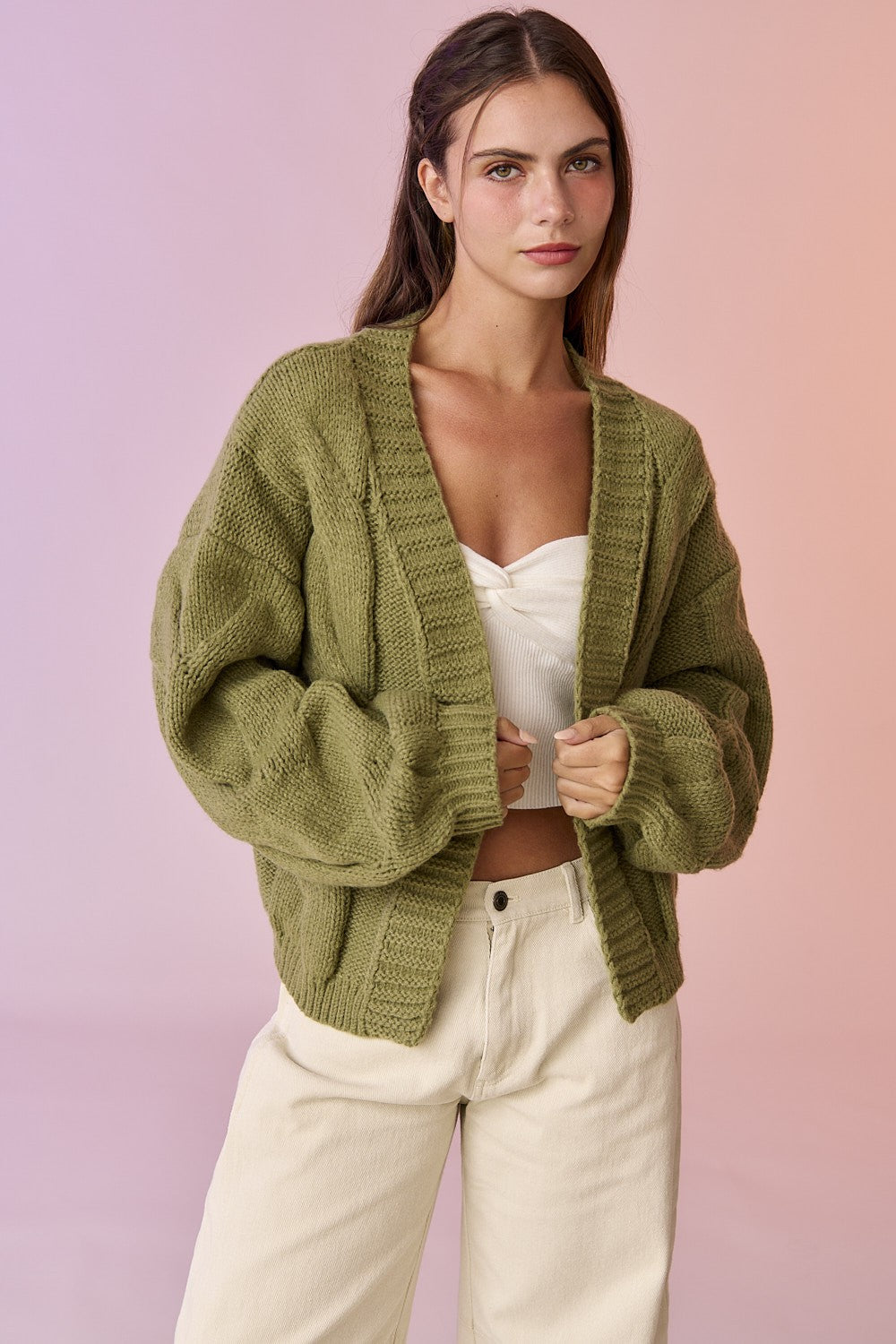 millie cableknit cardigan