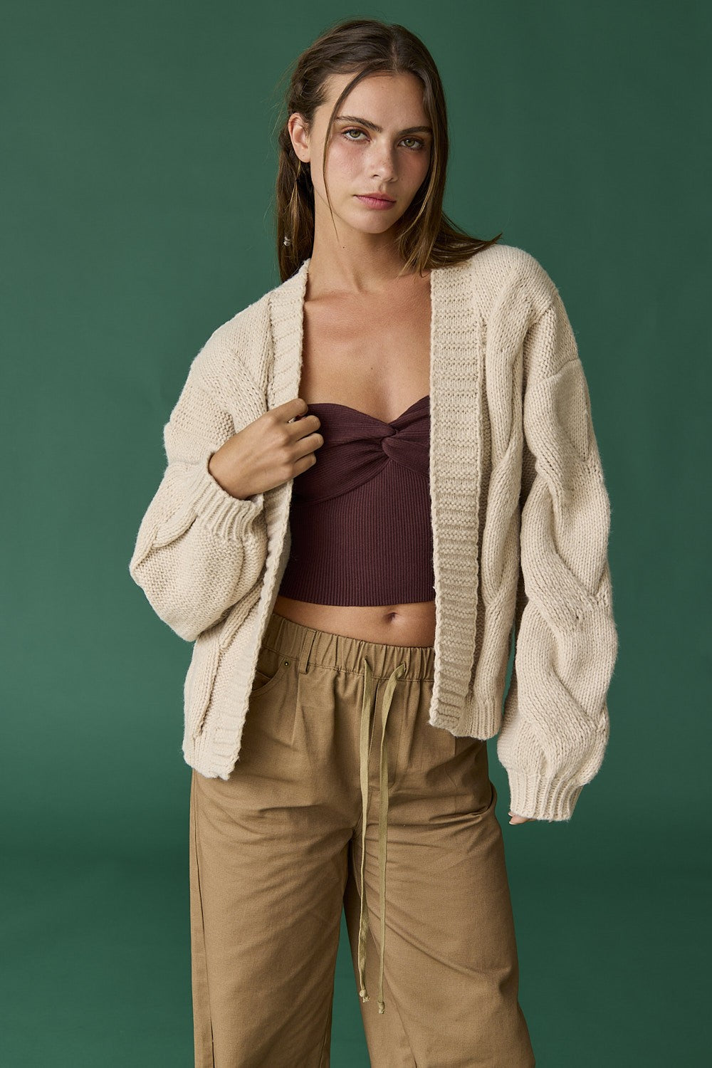 millie cableknit cardigan