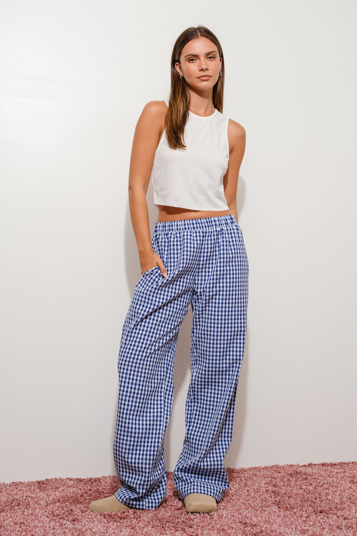 gingham relaxed pants