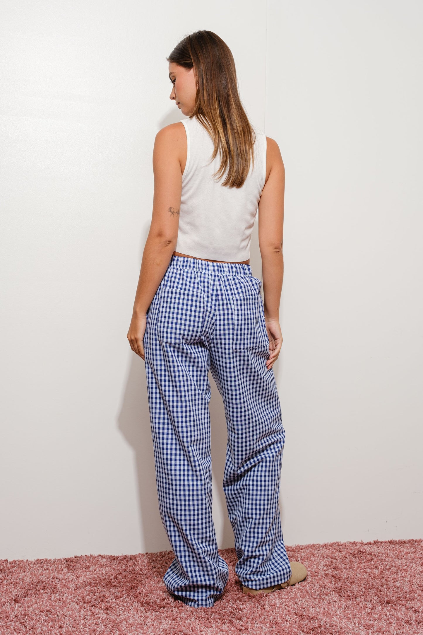 gingham relaxed pants