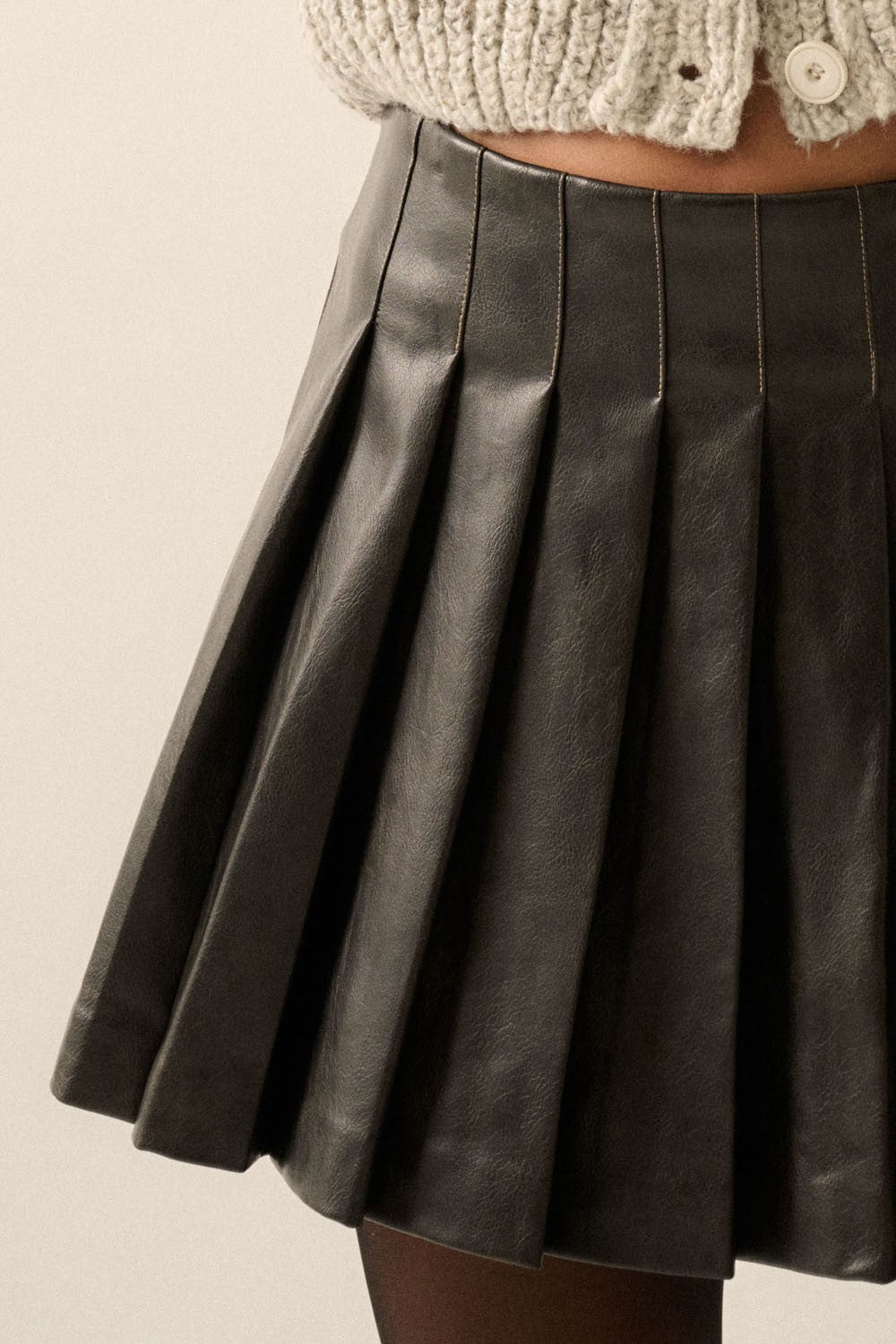 pleated mini skirt