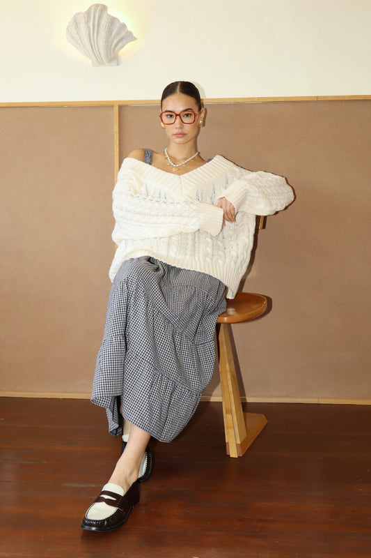 slouchy cableknit sweater