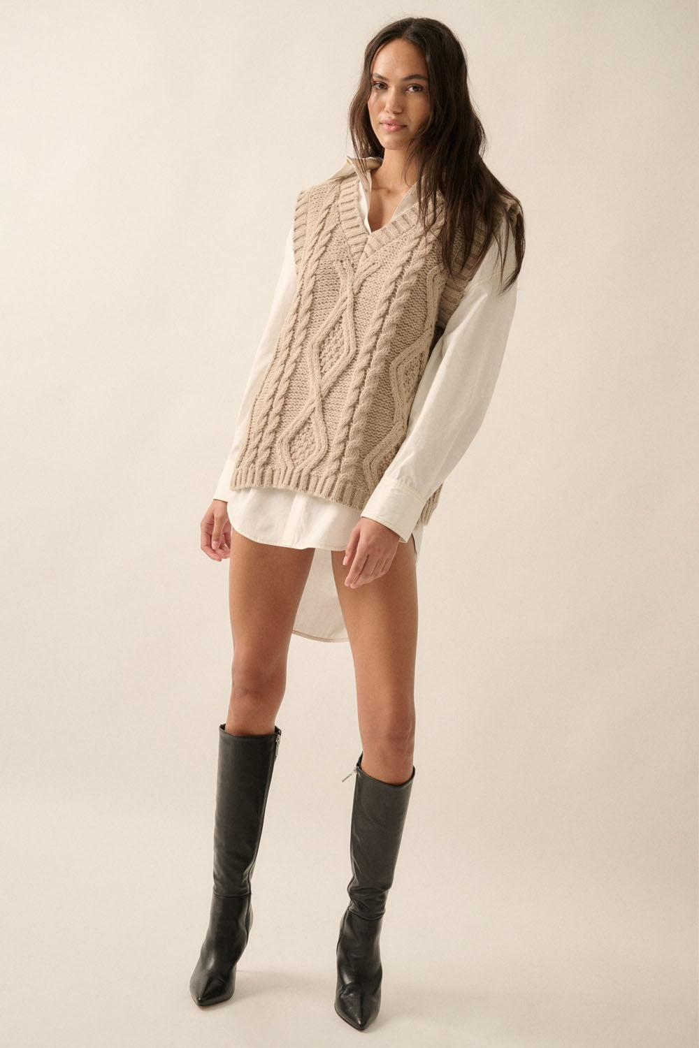 cable knit sweater vest