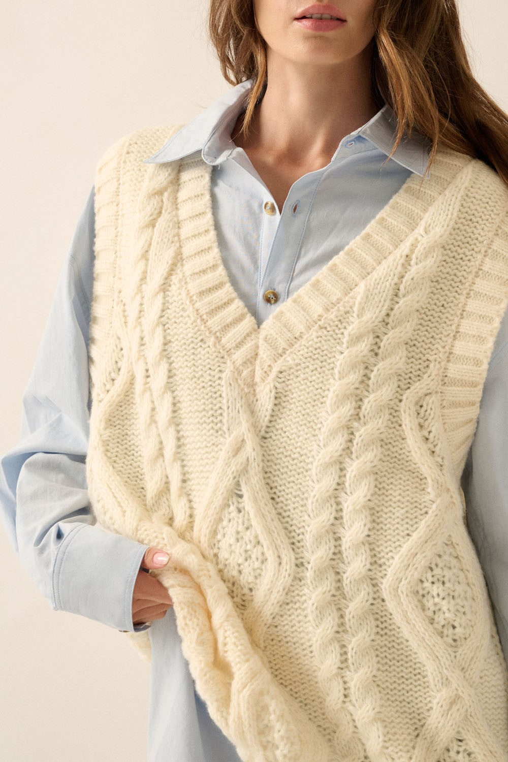 cable knit sweater vest