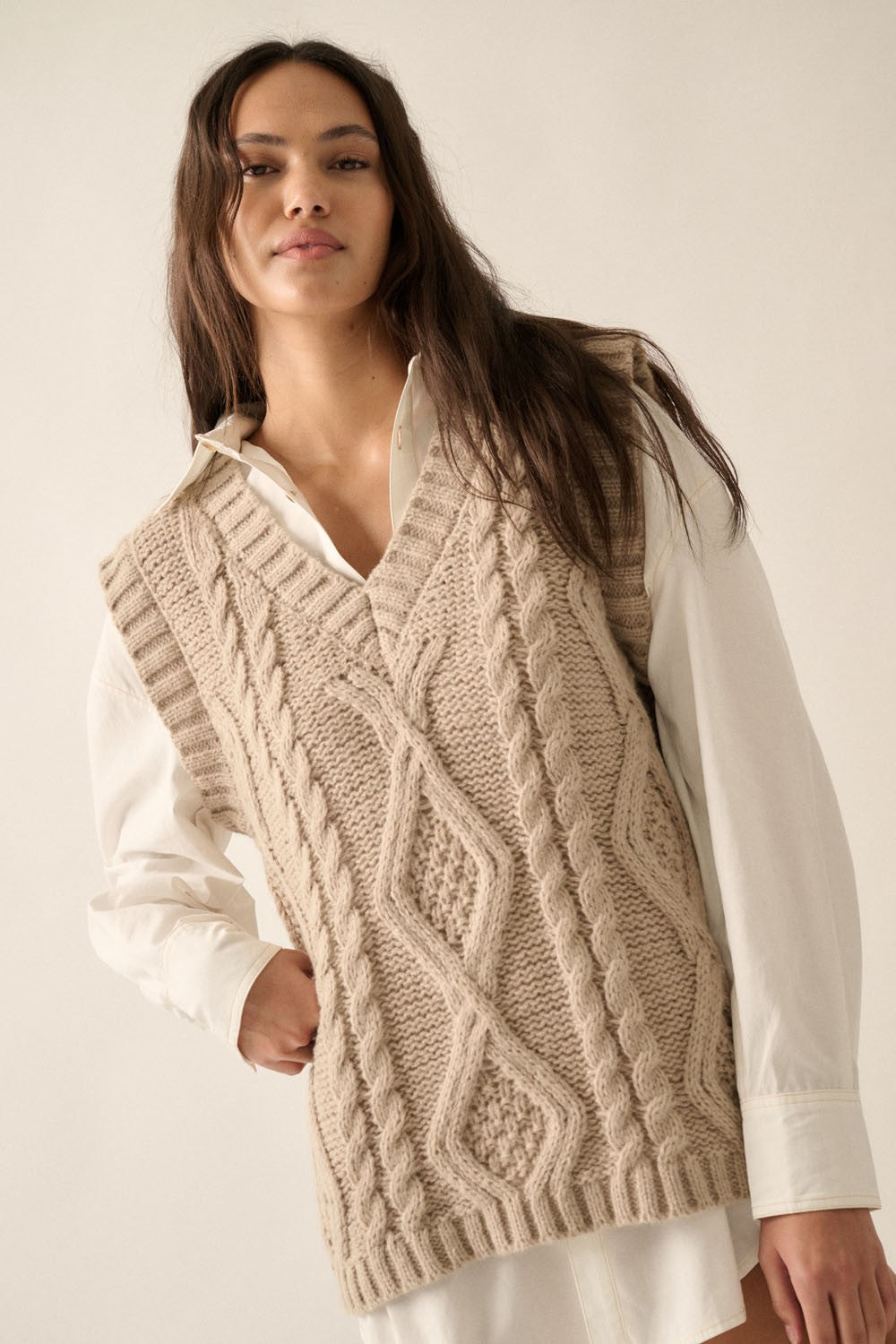 cable knit sweater vest