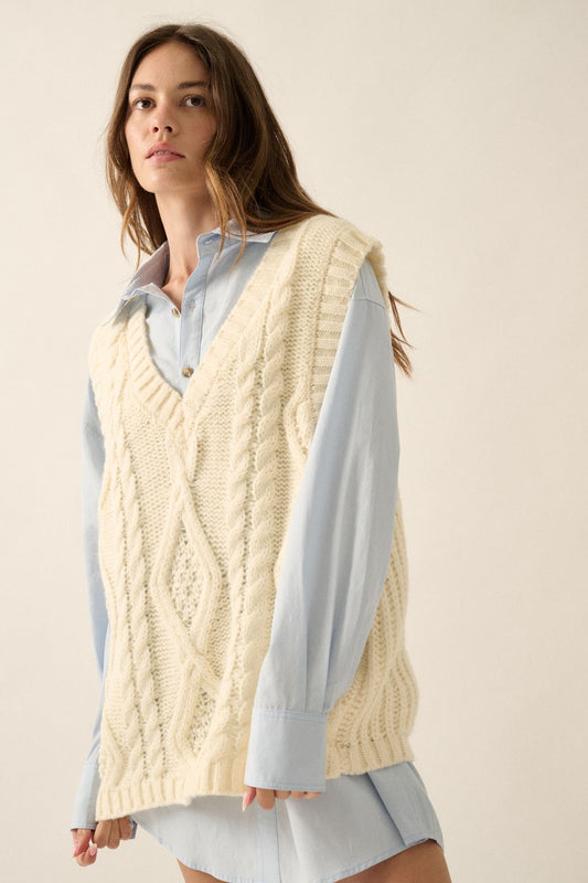 cable knit sweater vest