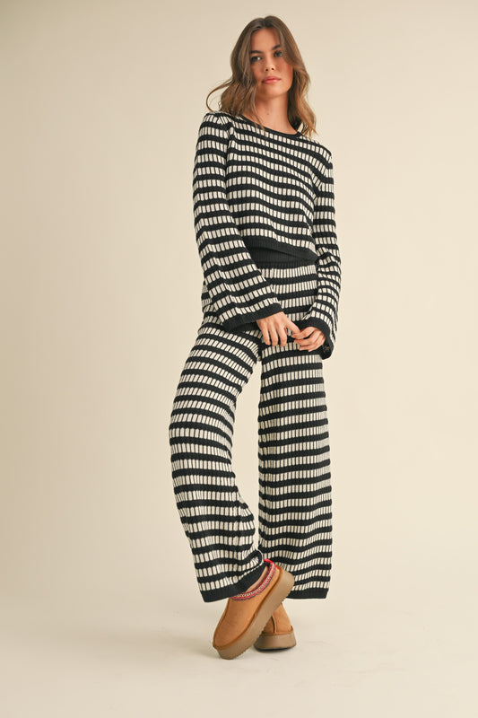 cozy up stripe knit set