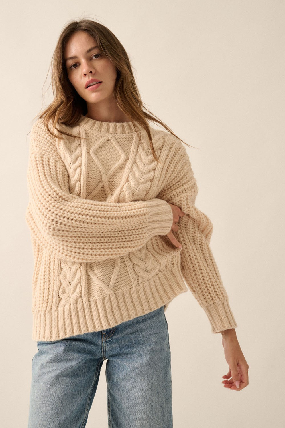 chunky cable knit sweater