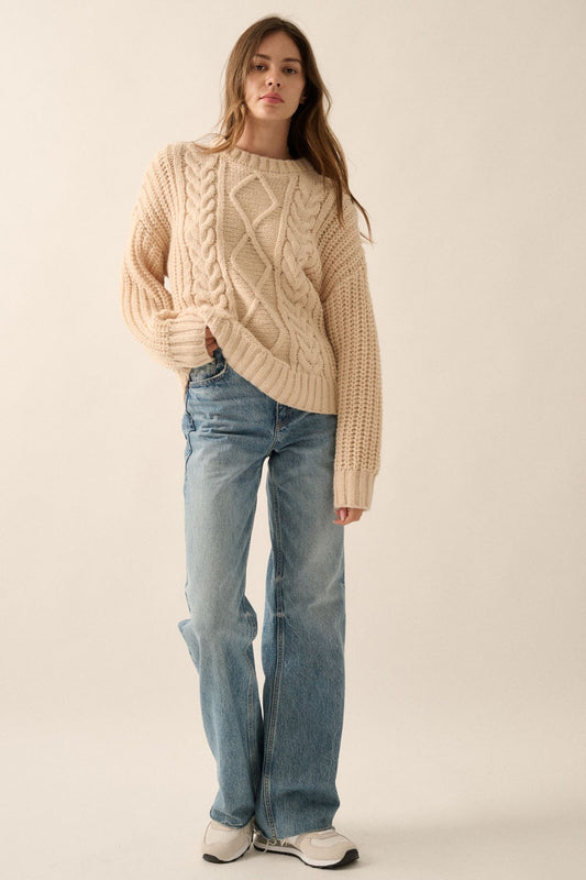 chunky cable knit sweater