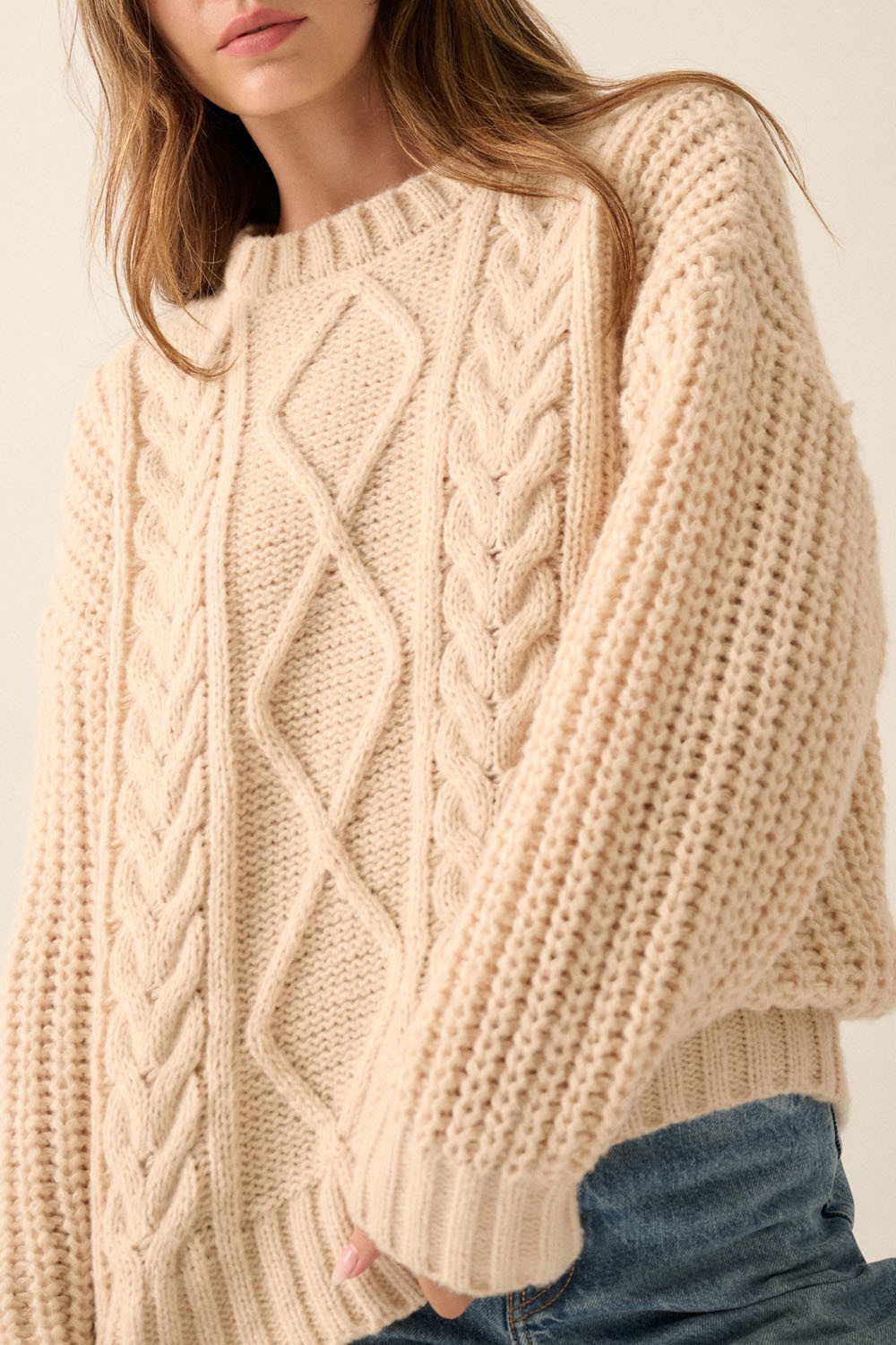 chunky cable knit sweater