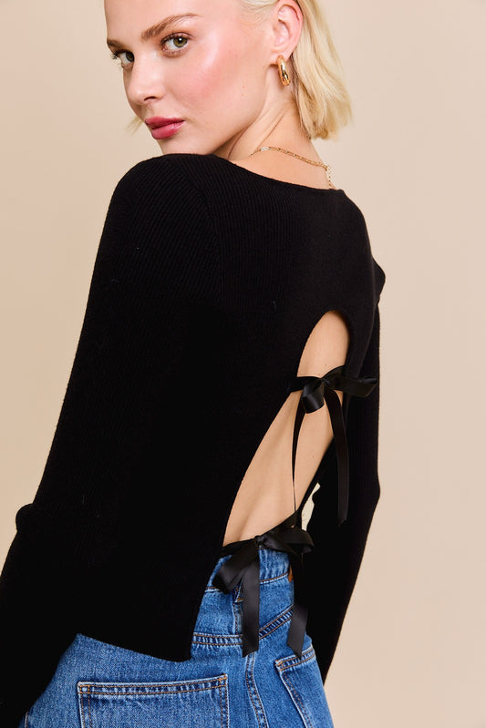 bow back sweater top