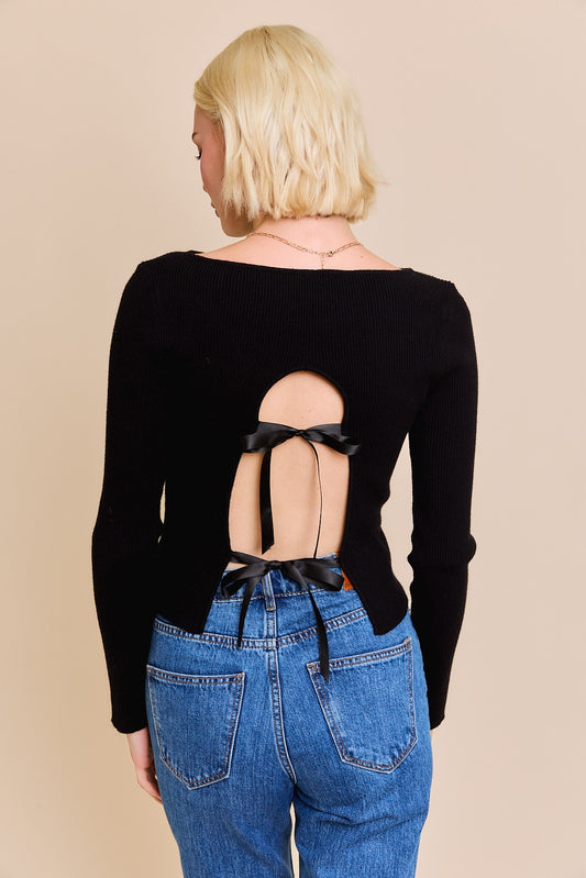 bow back sweater top