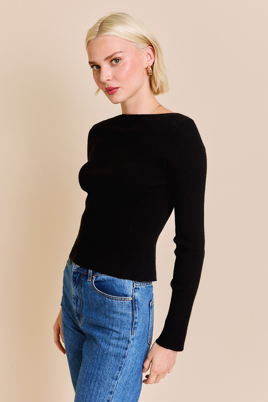 bow back sweater top