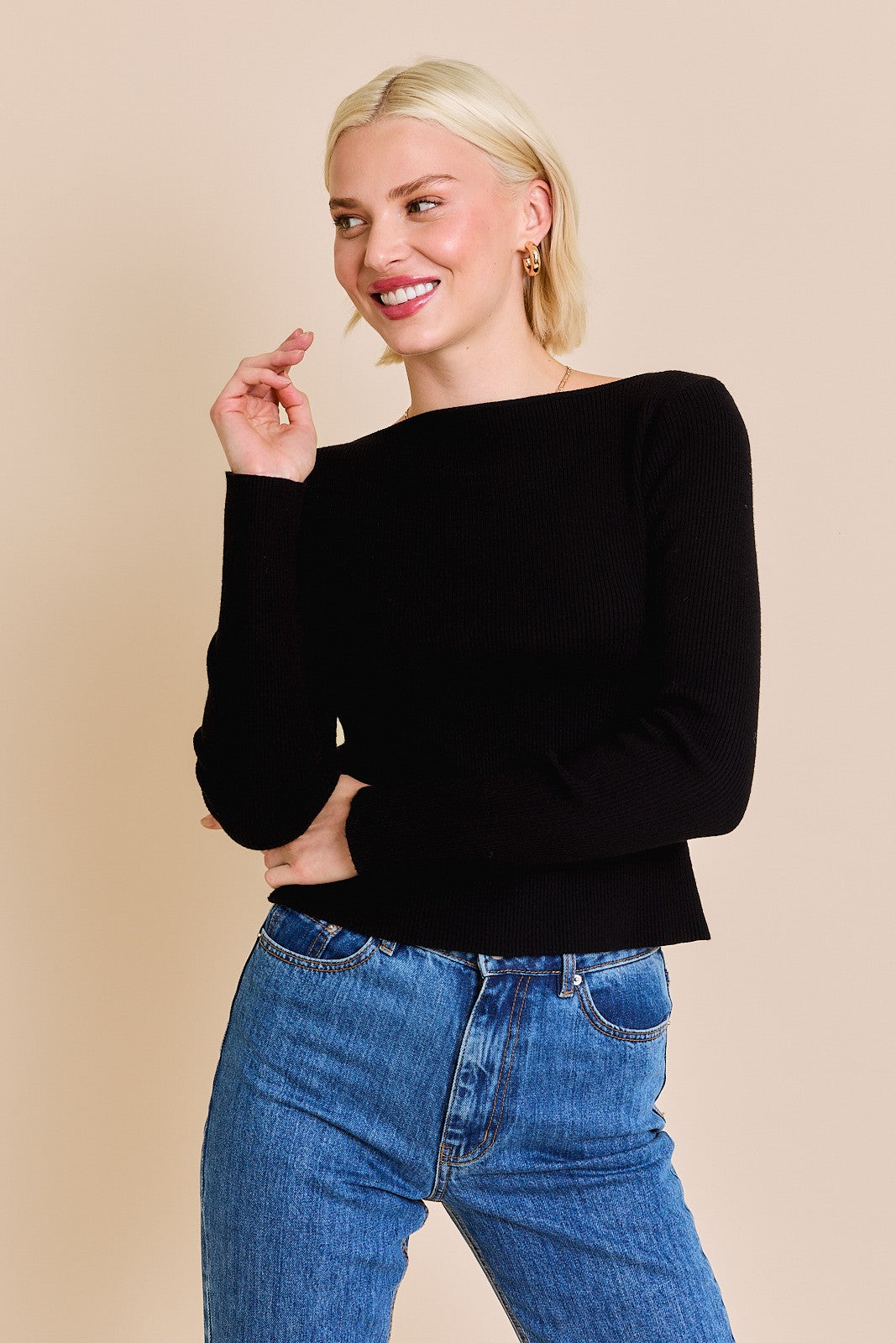 bow back sweater top