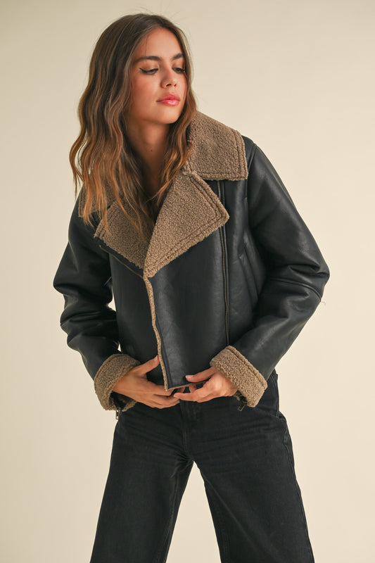 sherpa biker jacket