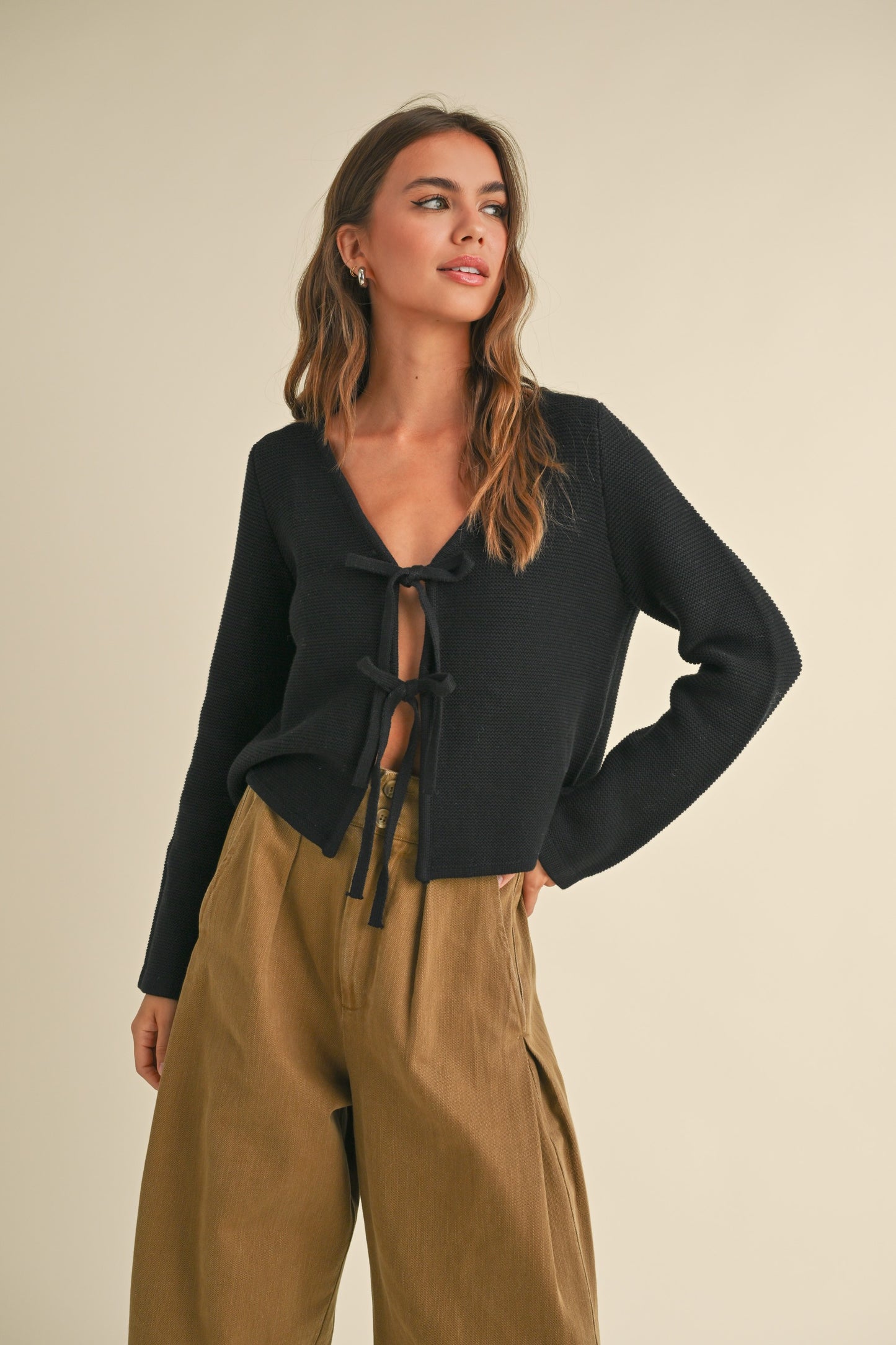 tie front cardigan