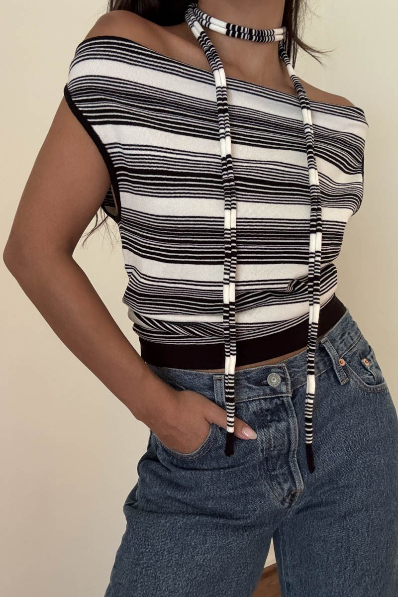 betsey striped boat neck top