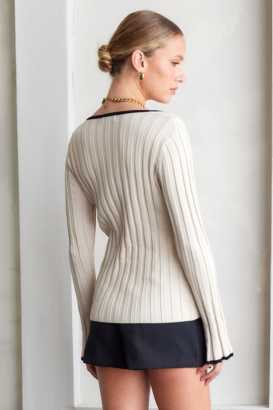 contrast hem cardigan