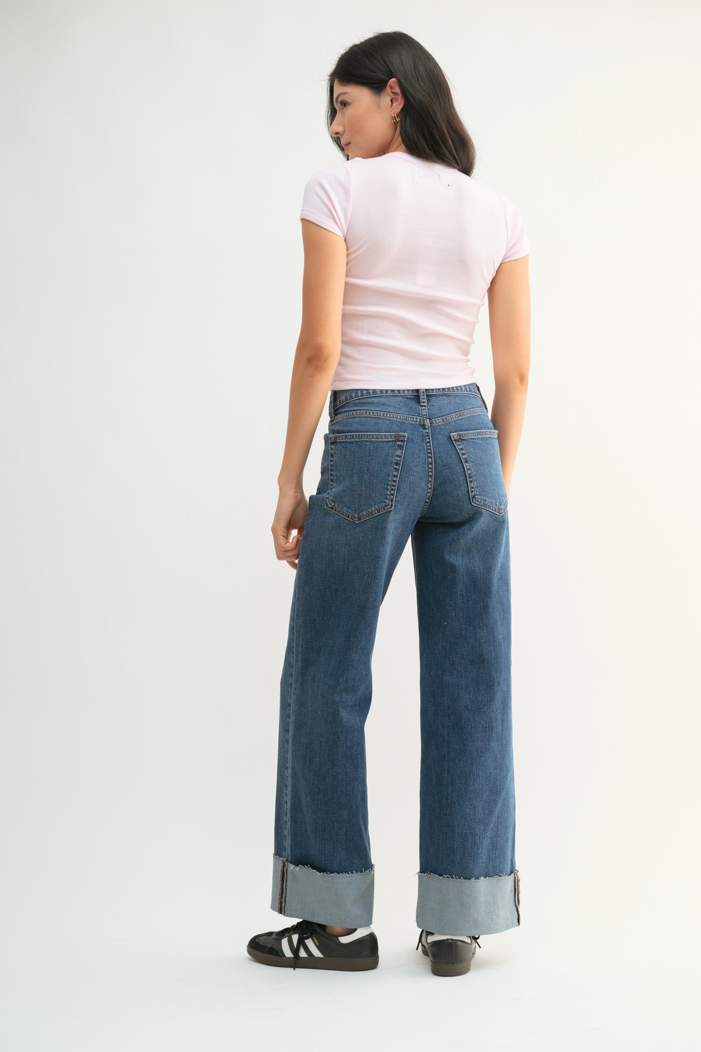 cuff wide leg jeans