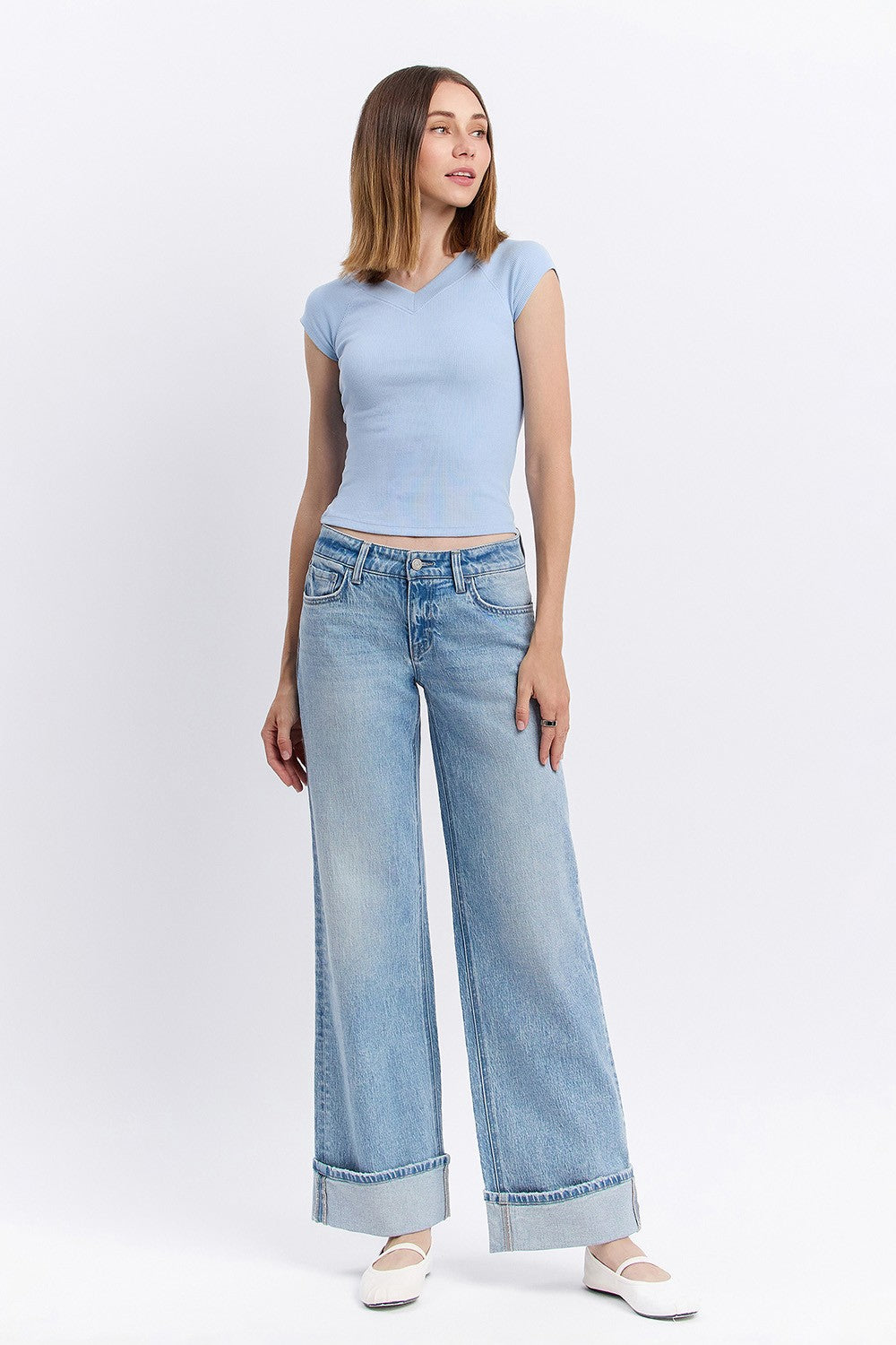 low rise cuff baggy jean