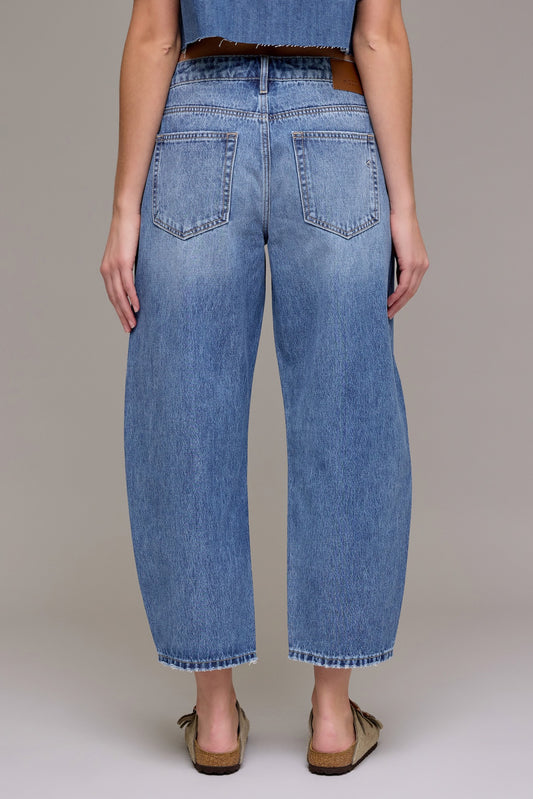 medium wash barrel jeans