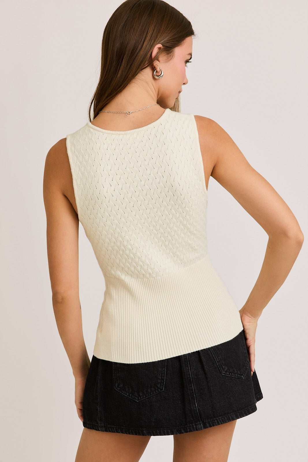 pointelle knit top