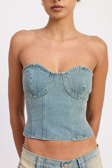 it girl denim corset top