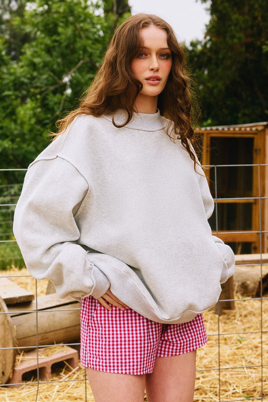 reversible mock neck sweatshirt