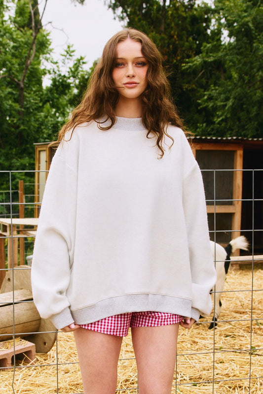 reversible mock neck sweatshirt