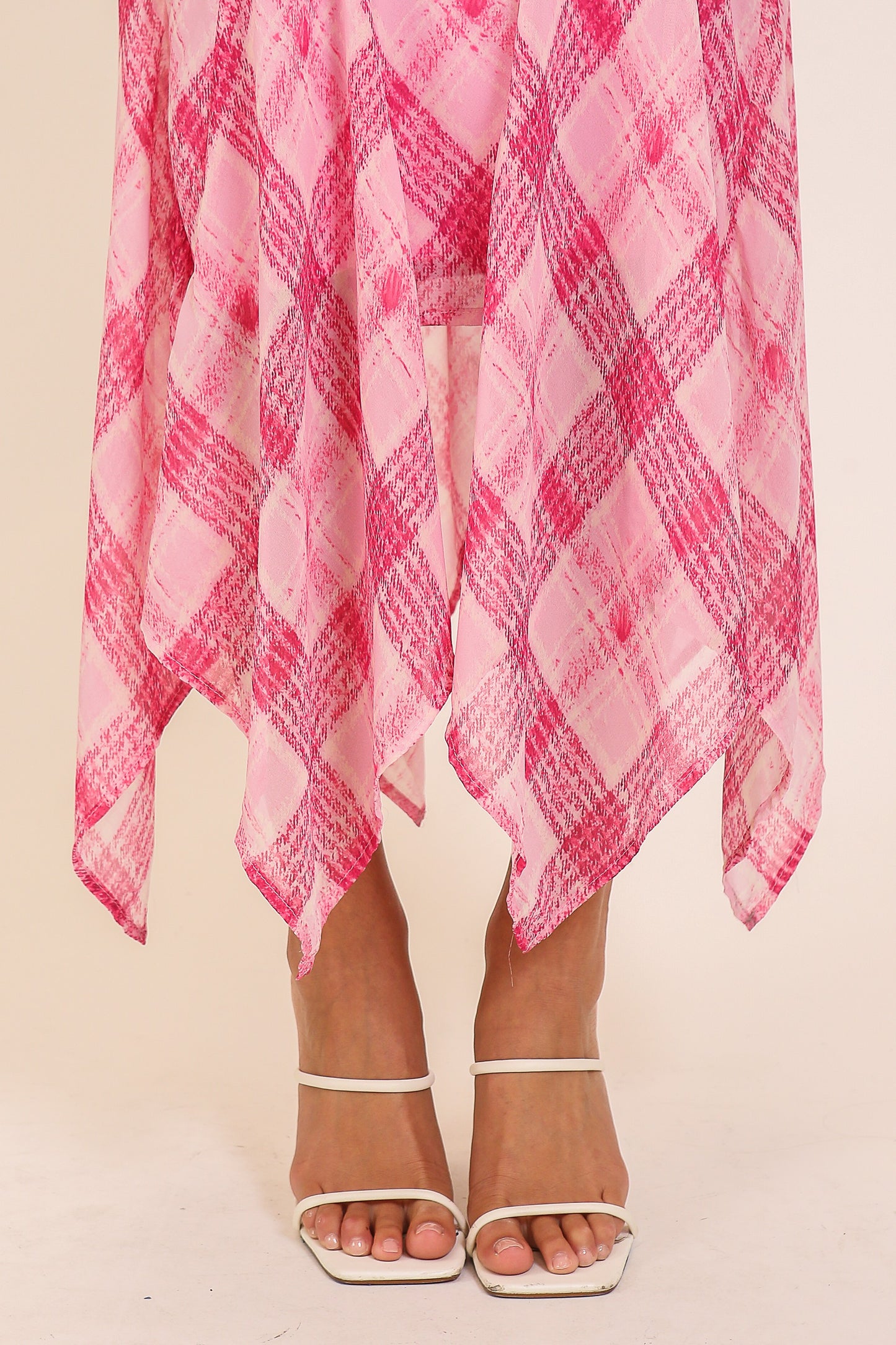 plaid hankerchief maxi dress