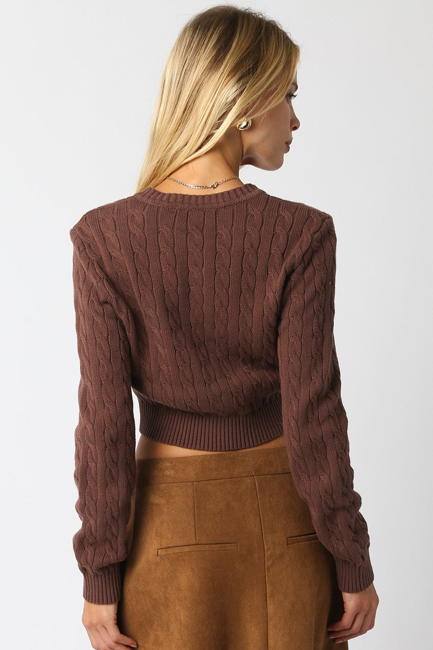 cableknit ctopped cardigan