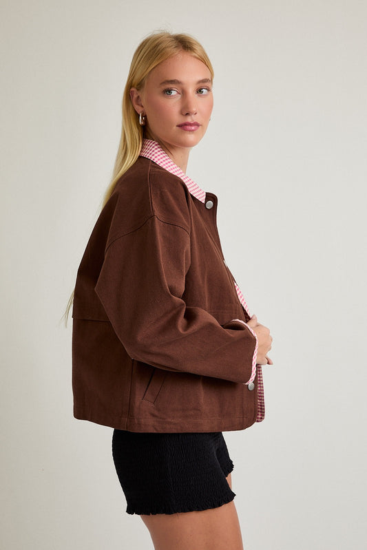 gingham contrast jacket