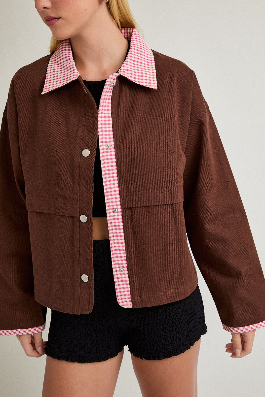 gingham contrast jacket