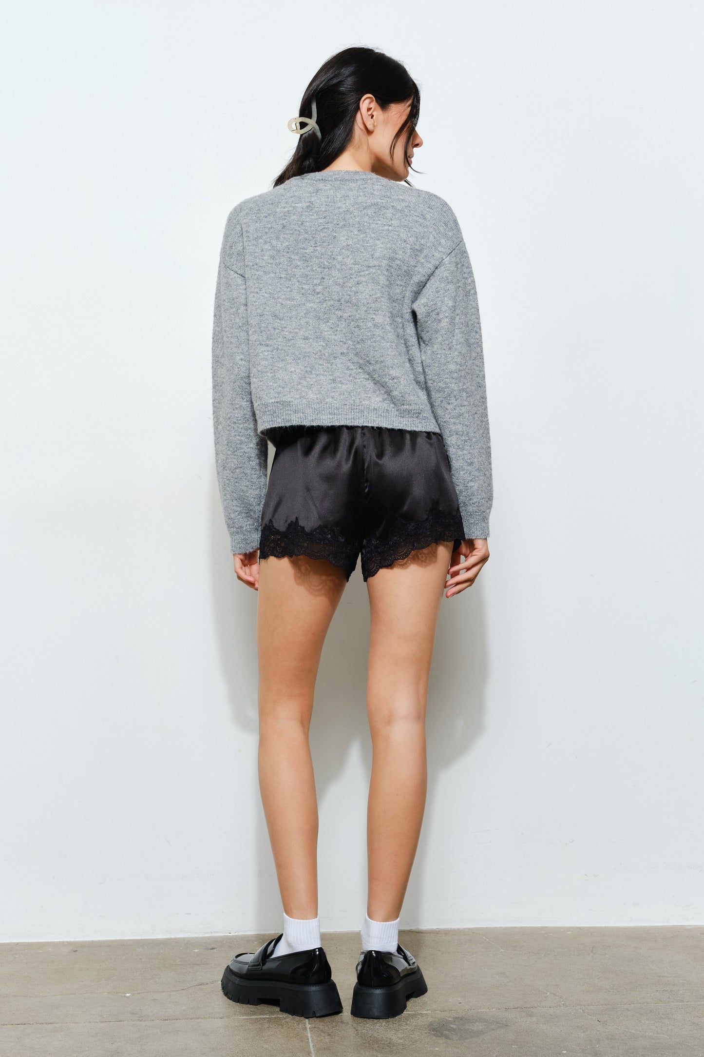 isla lace trim shorts