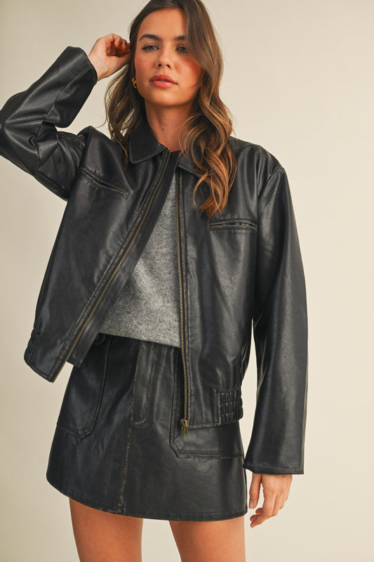 washed up leather jacket