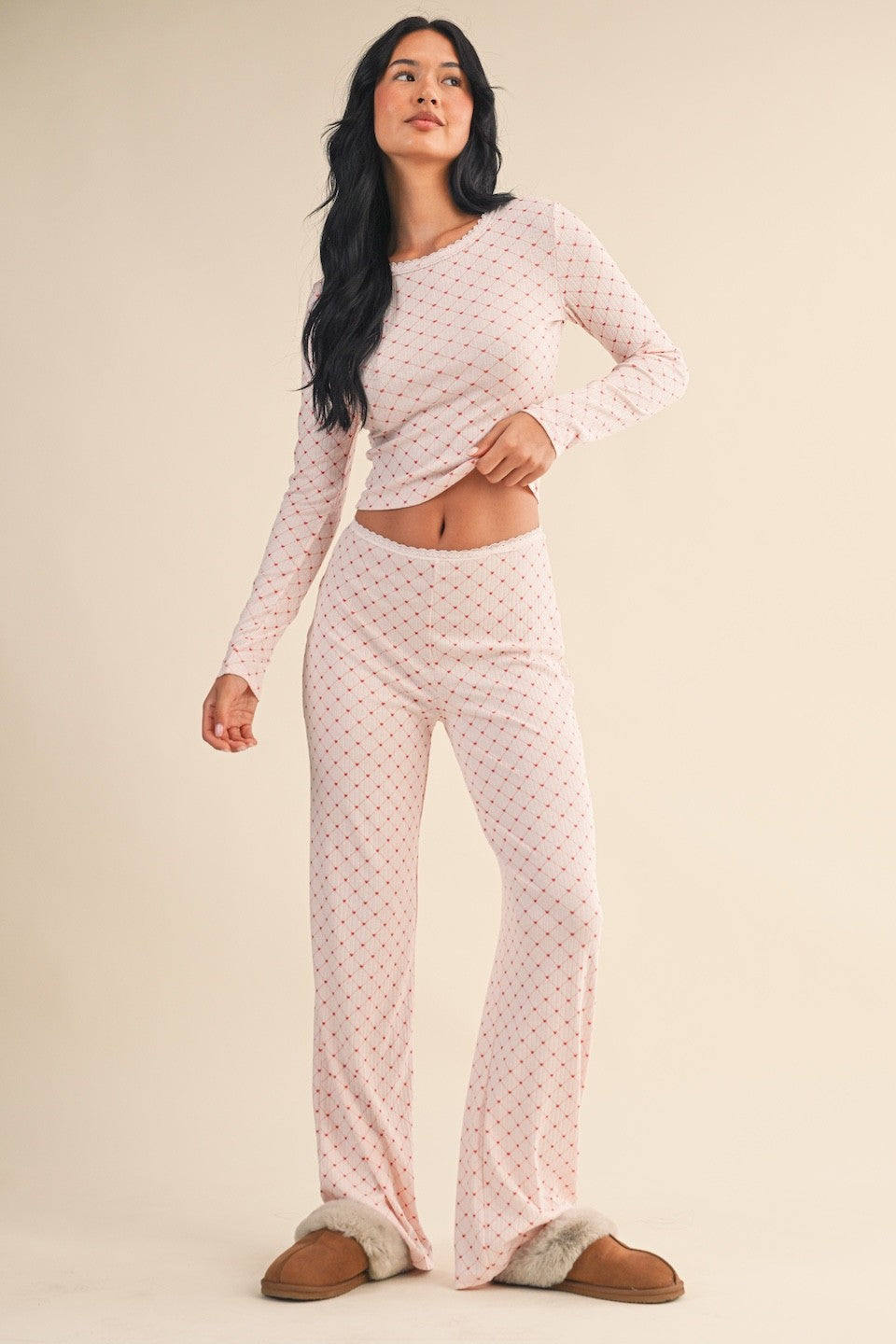 heart pointelle pajamas