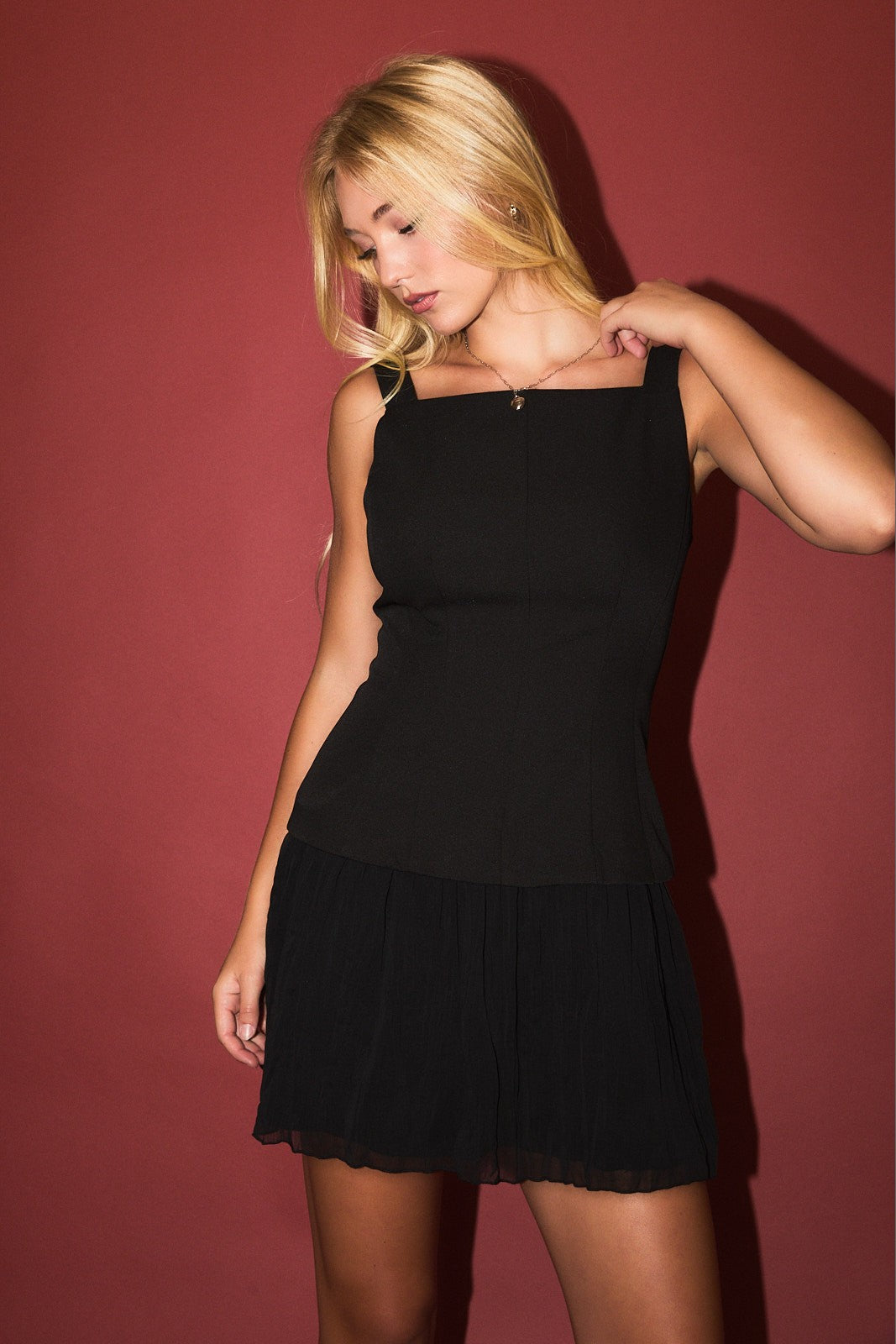 pleated skirt mini dress