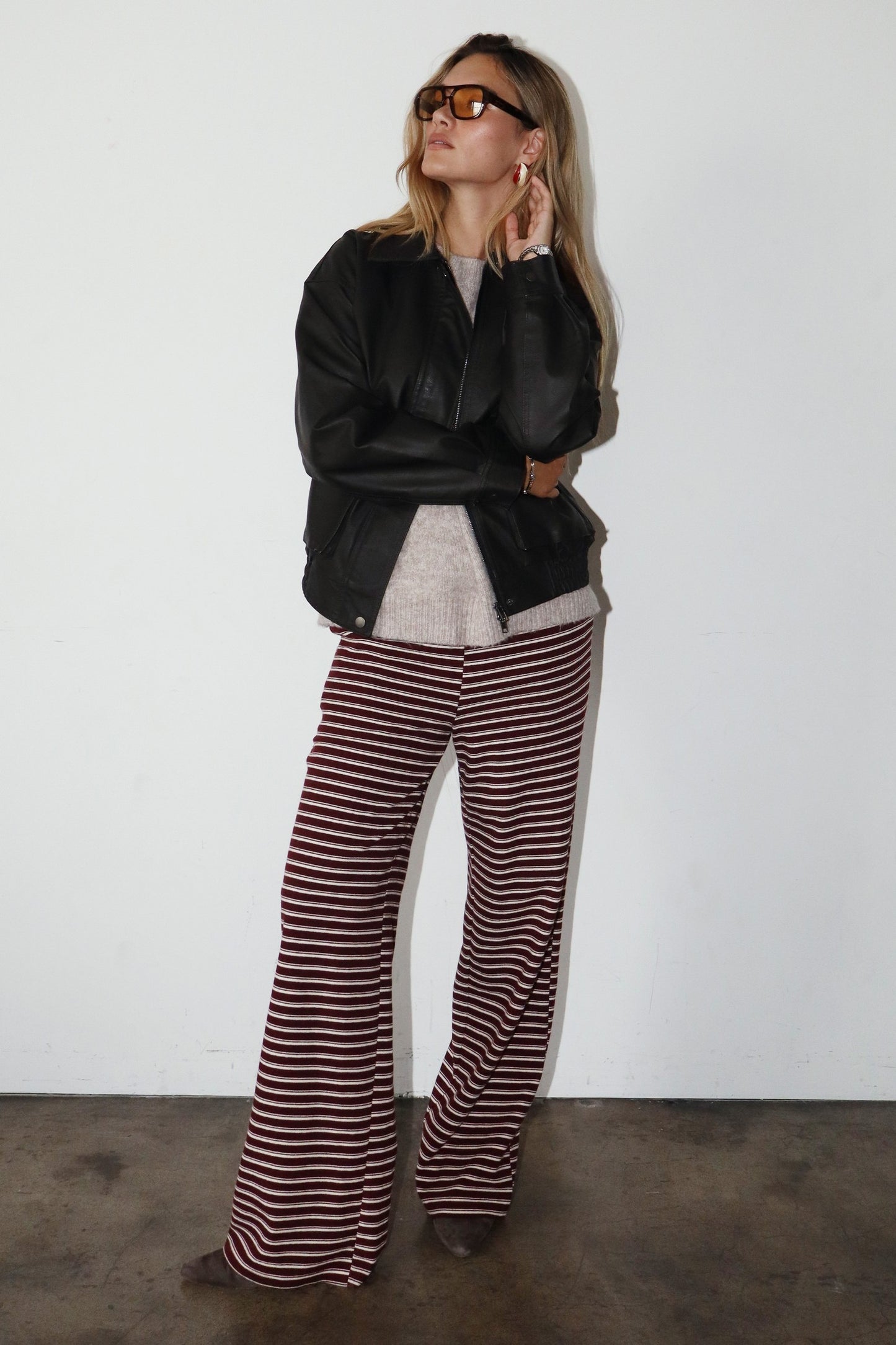 striped wige leg pants