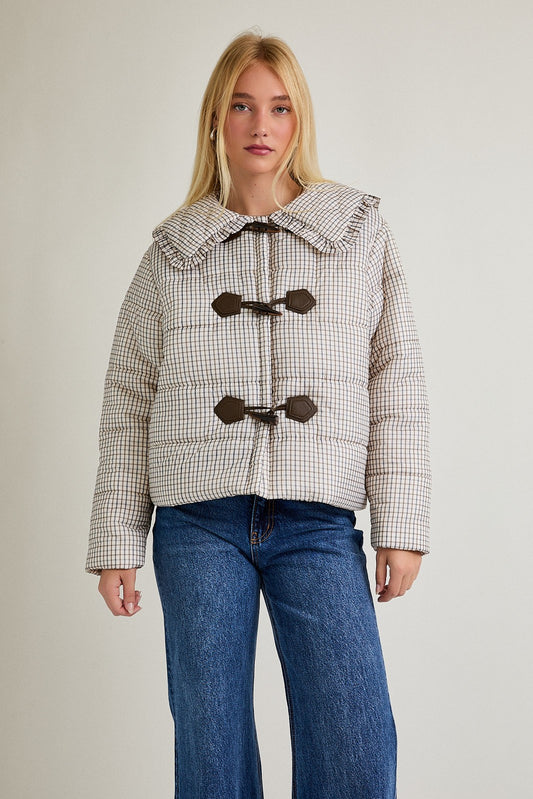 plaid puffer jacket