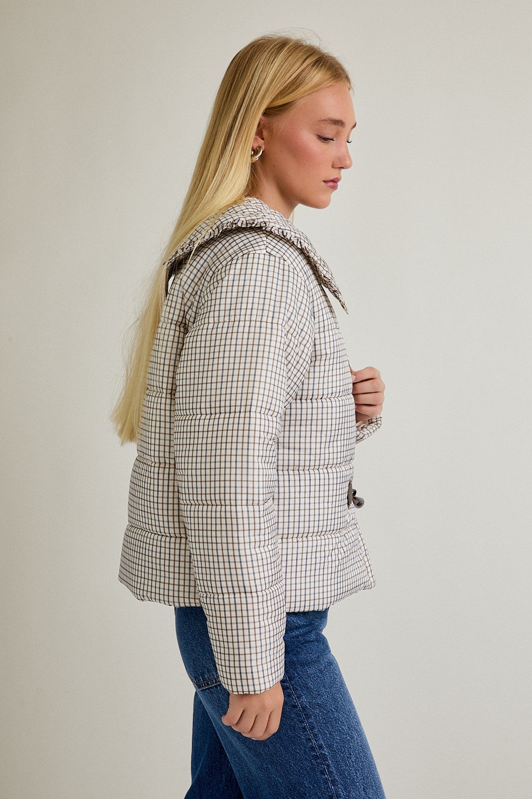 plaid puffer jacket