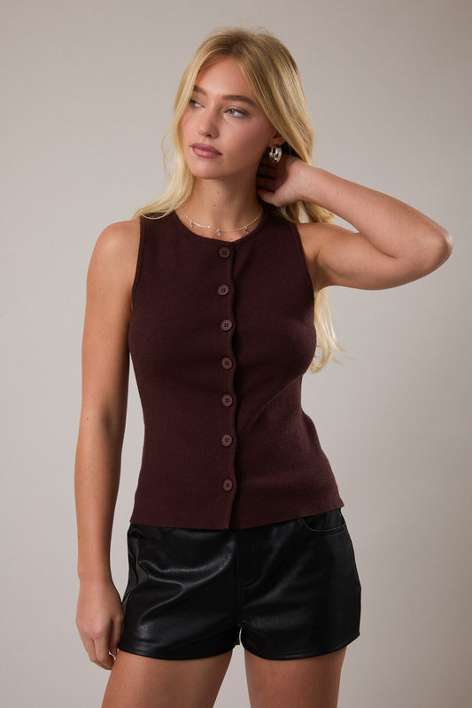 button up knit vest
