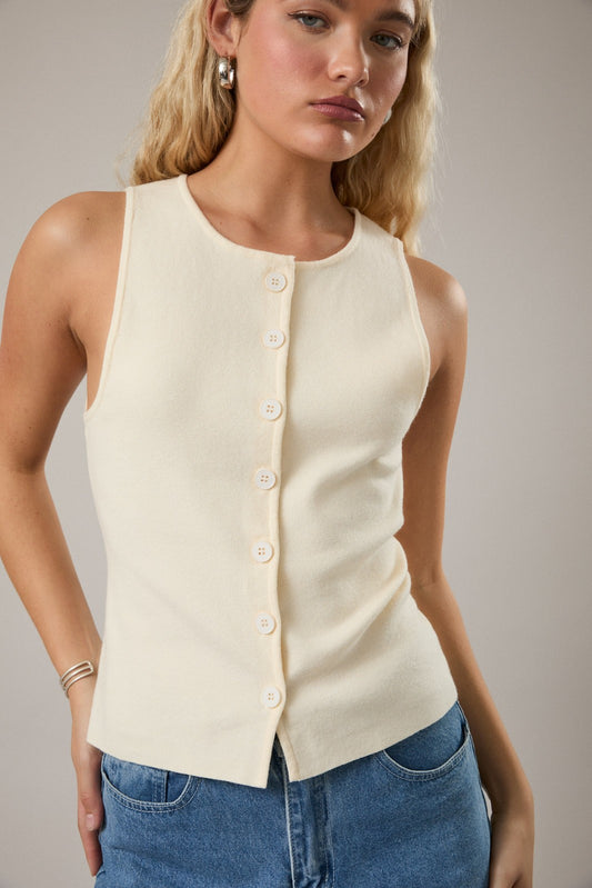 button up knit vest