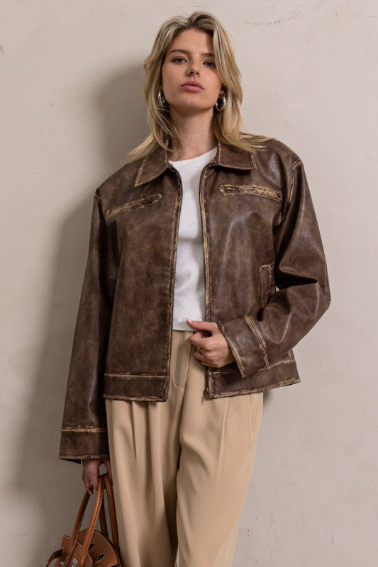 kelsey faded leather jacket