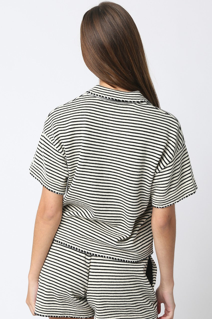 miah stripe short set