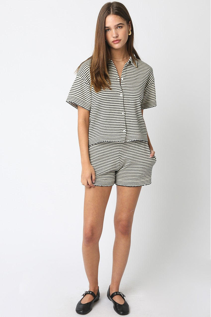 miah stripe short set