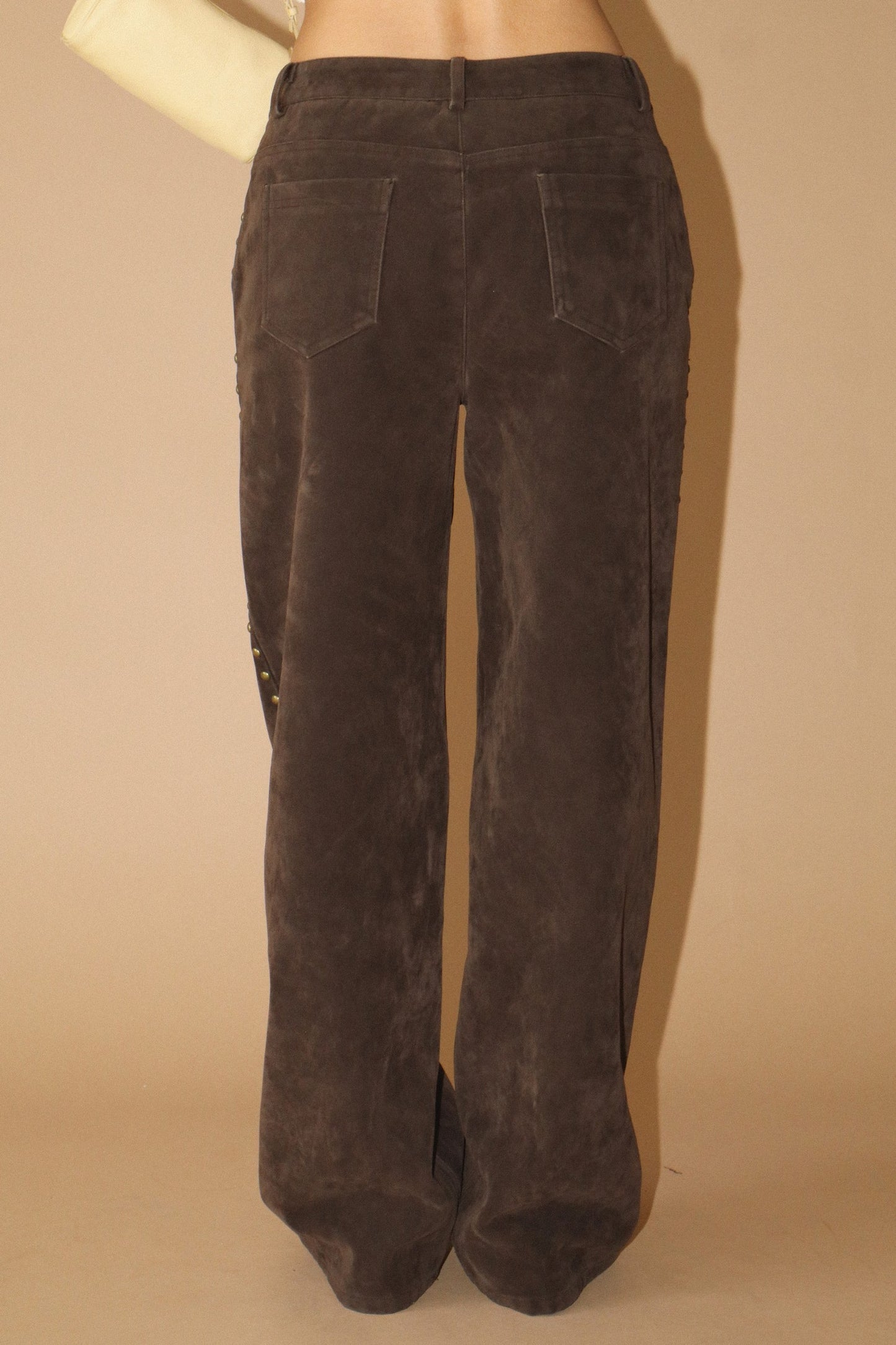 studded suede pants