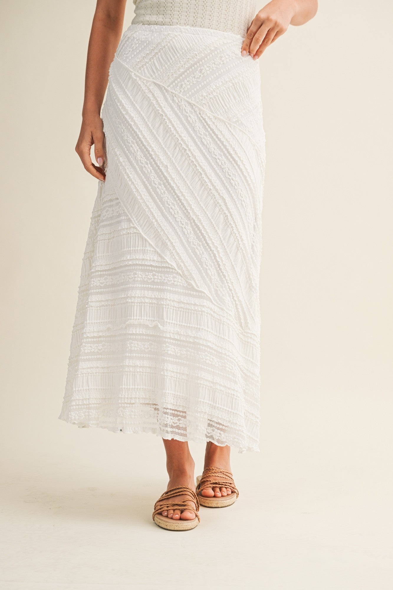 textured midi skirt