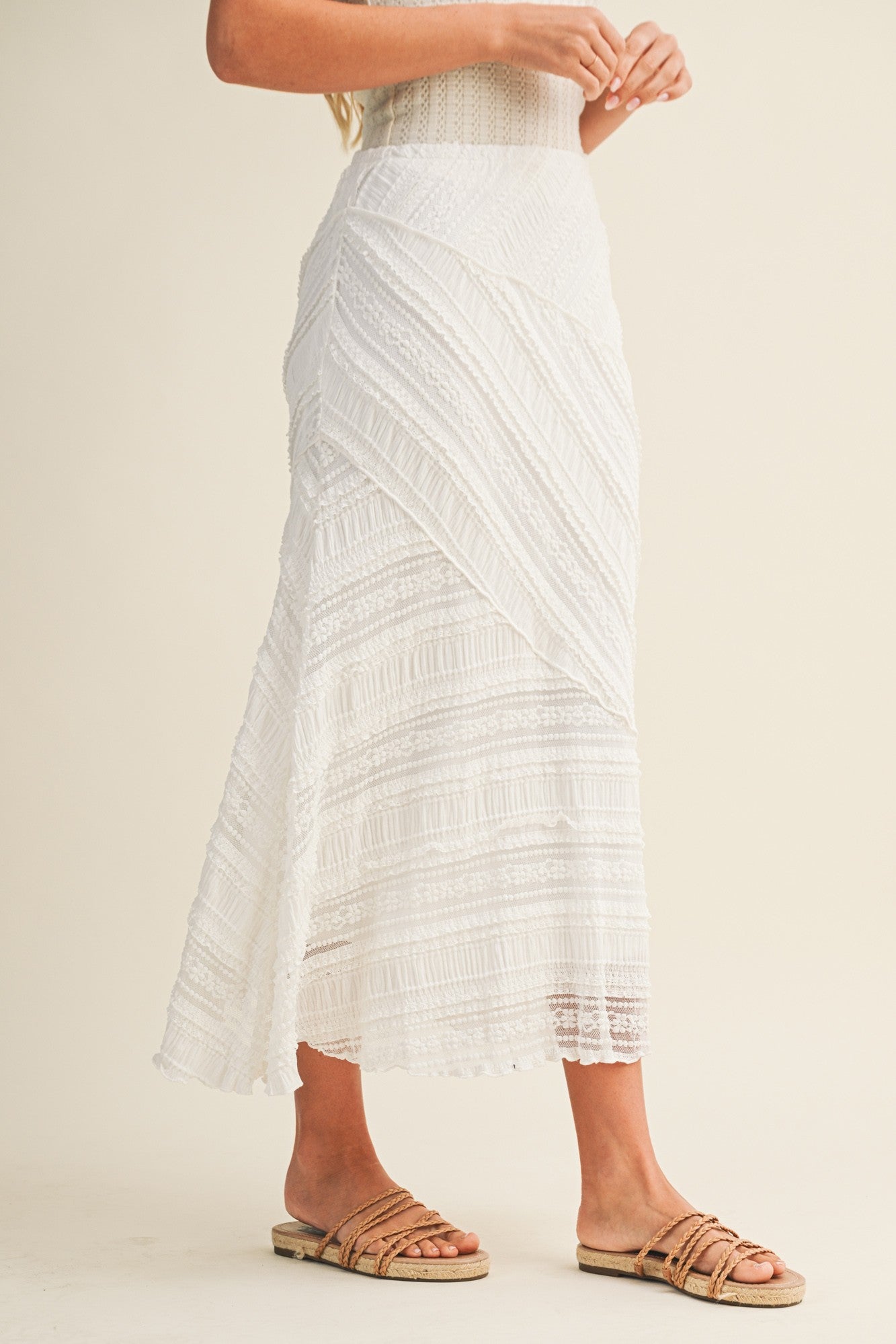 textured midi skirt
