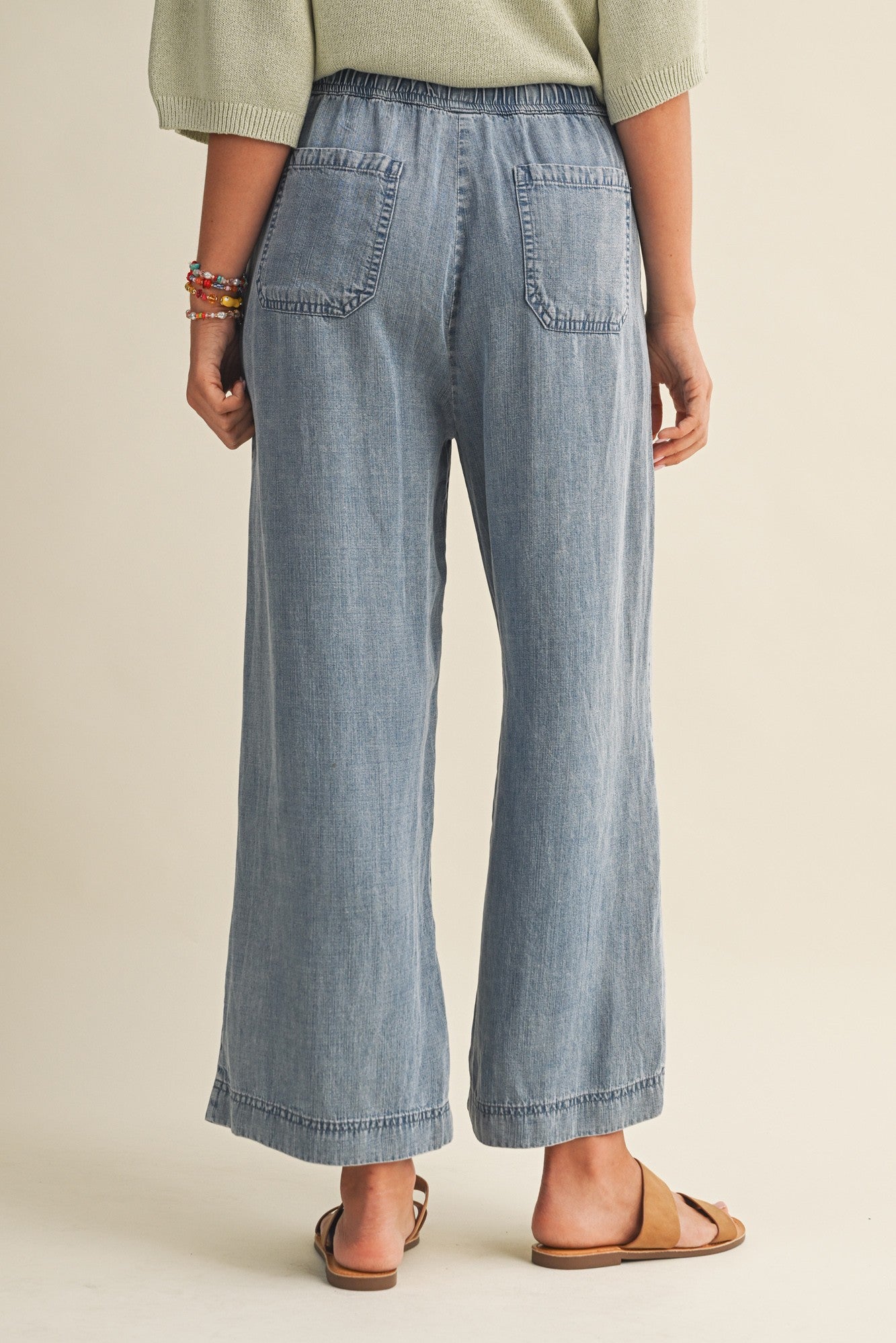 tencel cropped denim pants