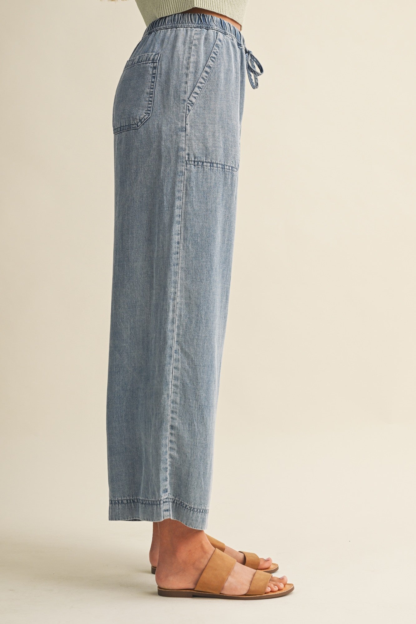tencel cropped denim pants